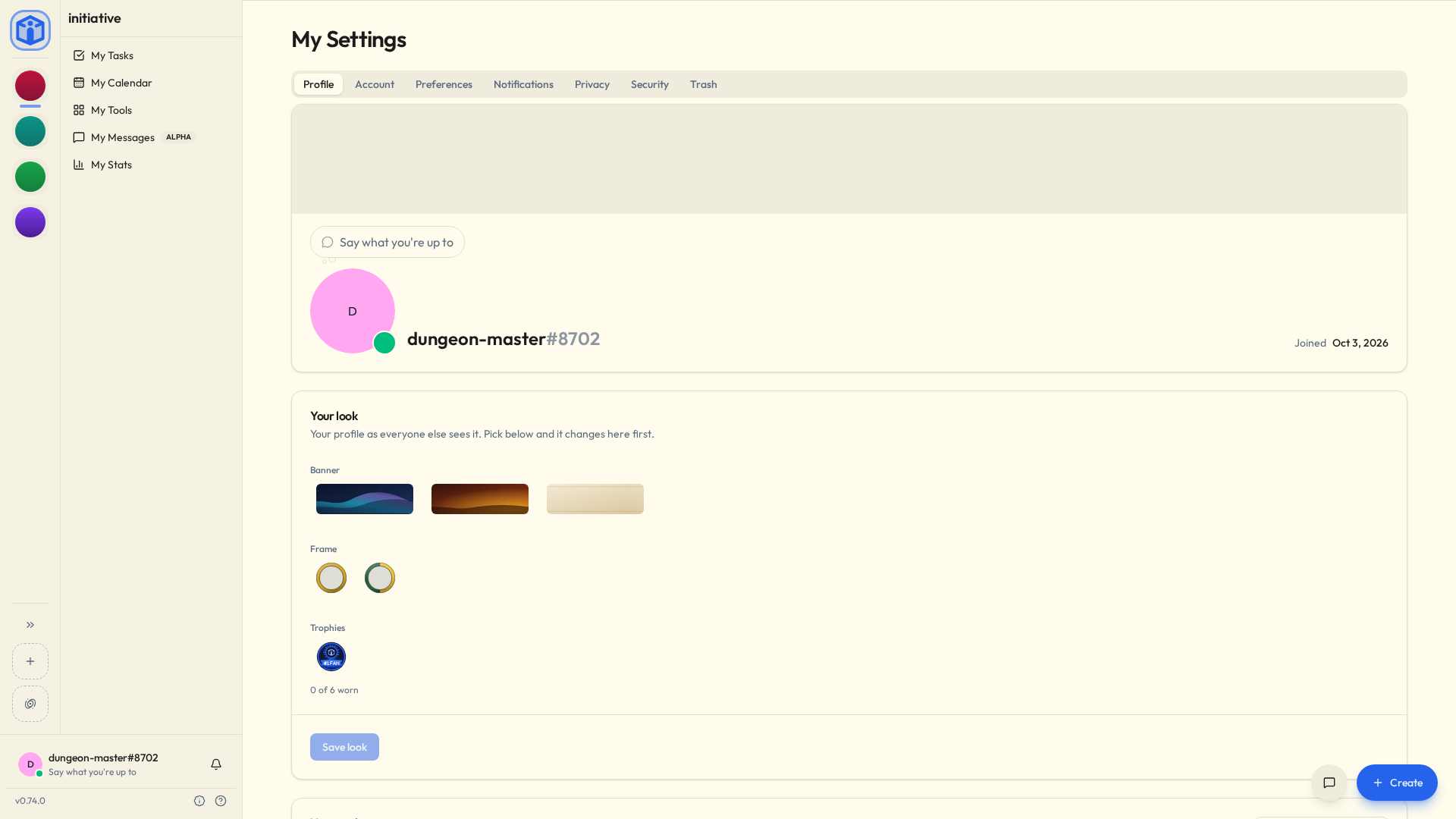 The Profile tab