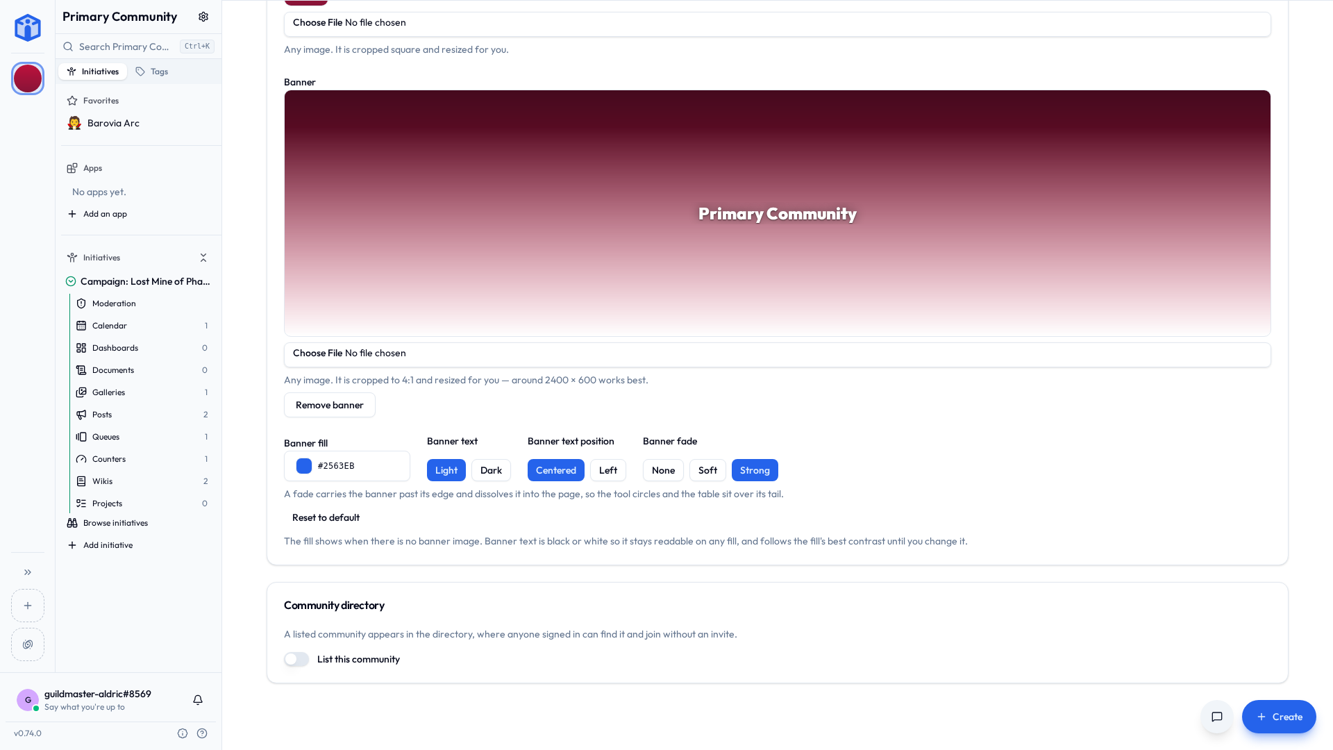 Listing a community in the community directory