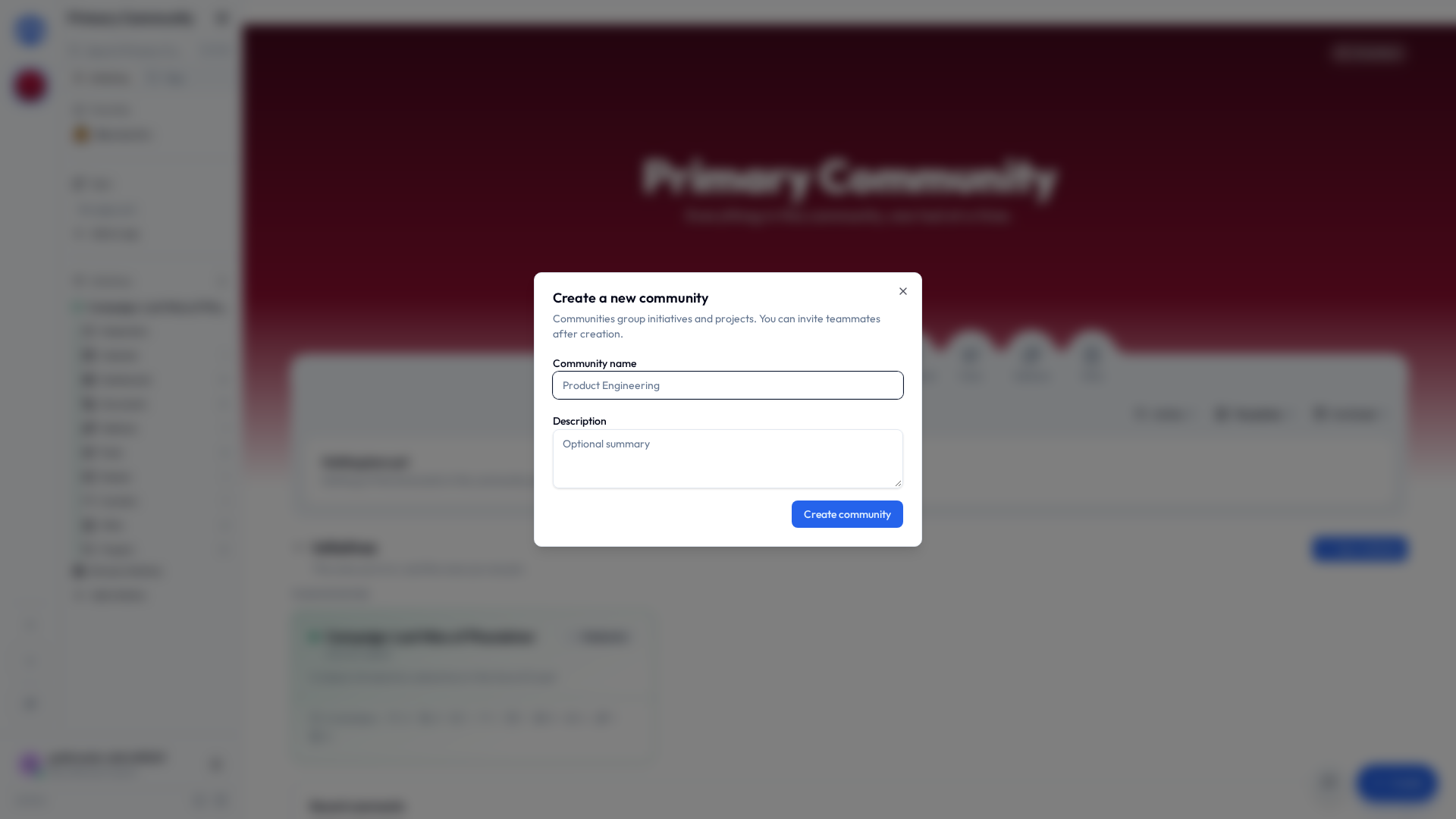 Creating a new community