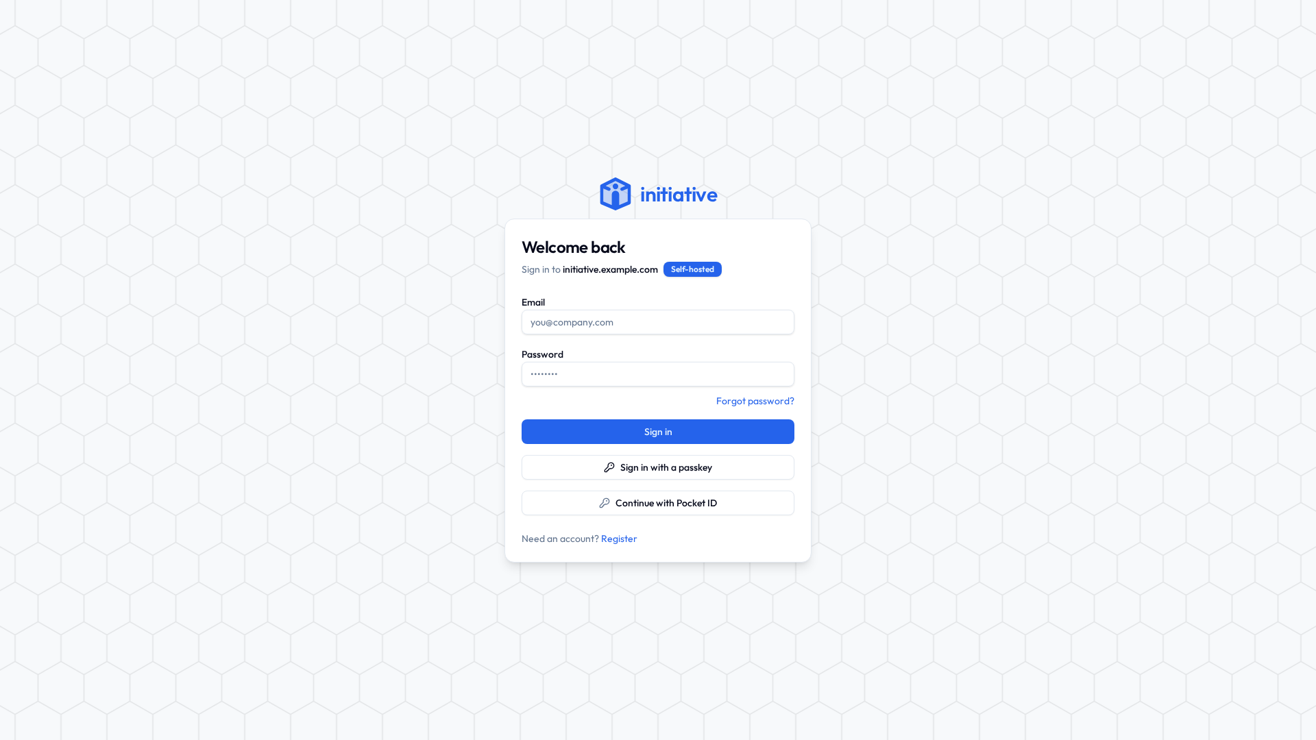The Initiative sign-in screen