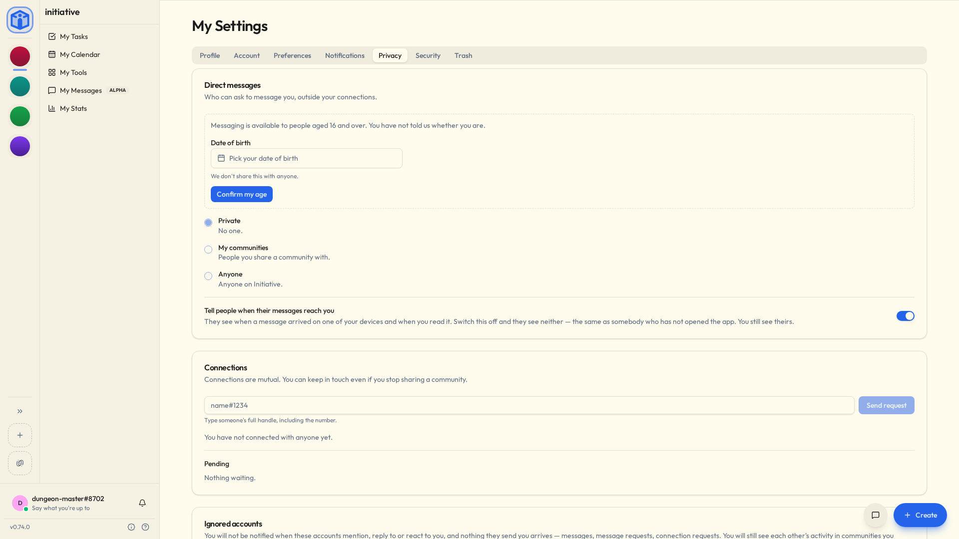 Privacy settings