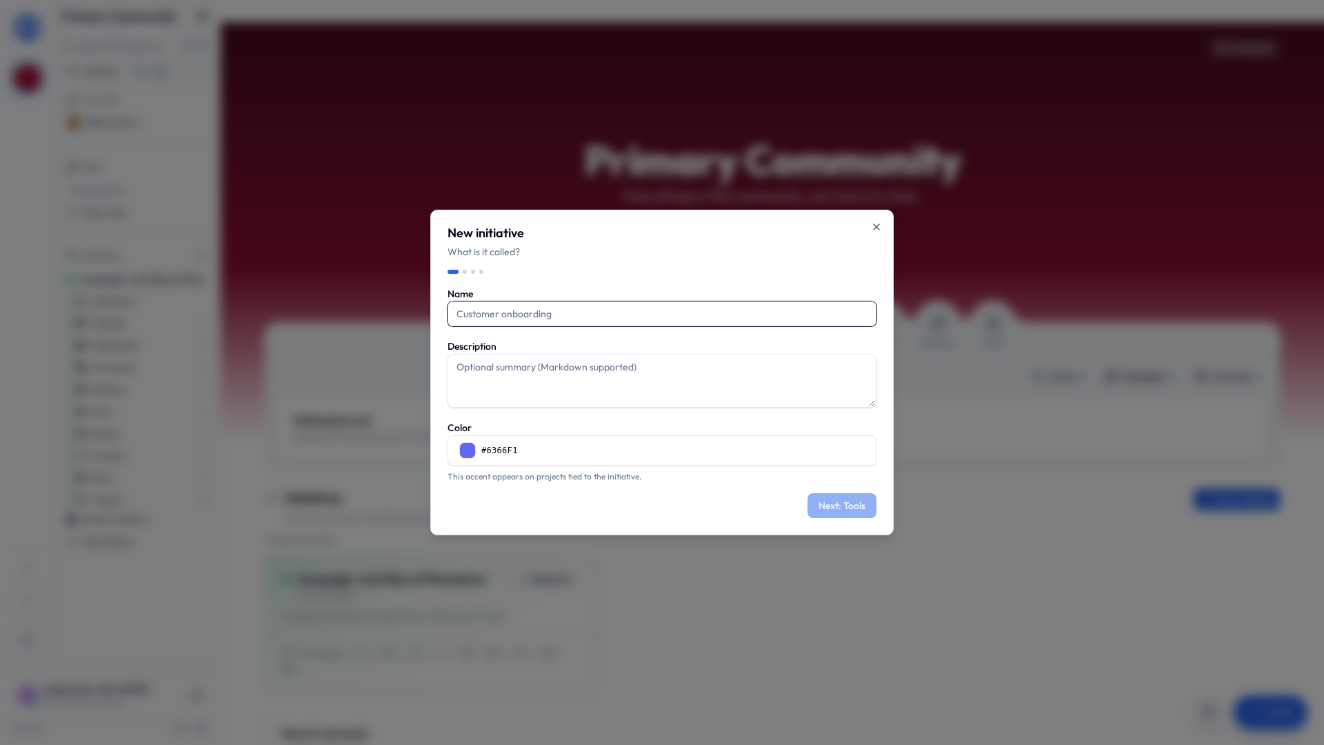Creating an initiative