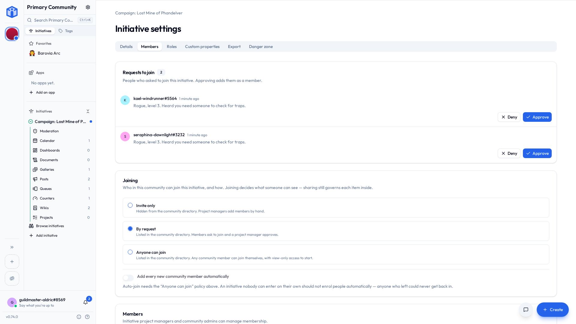 The join-request queue