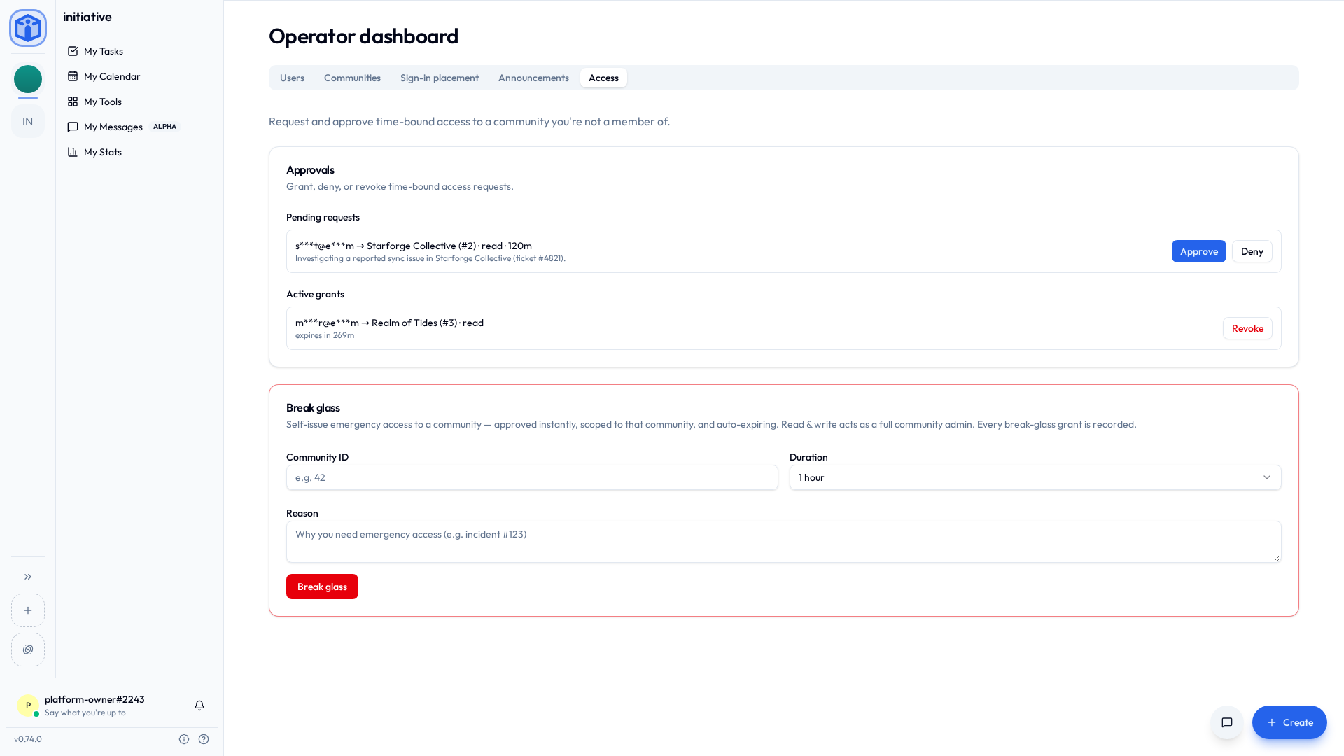 Access requests and break-glass