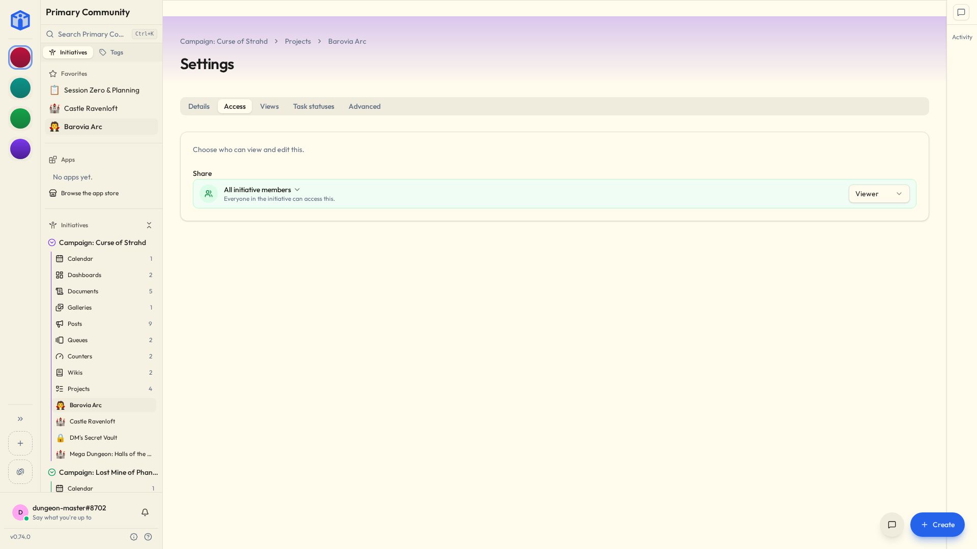 Choosing who can access a project